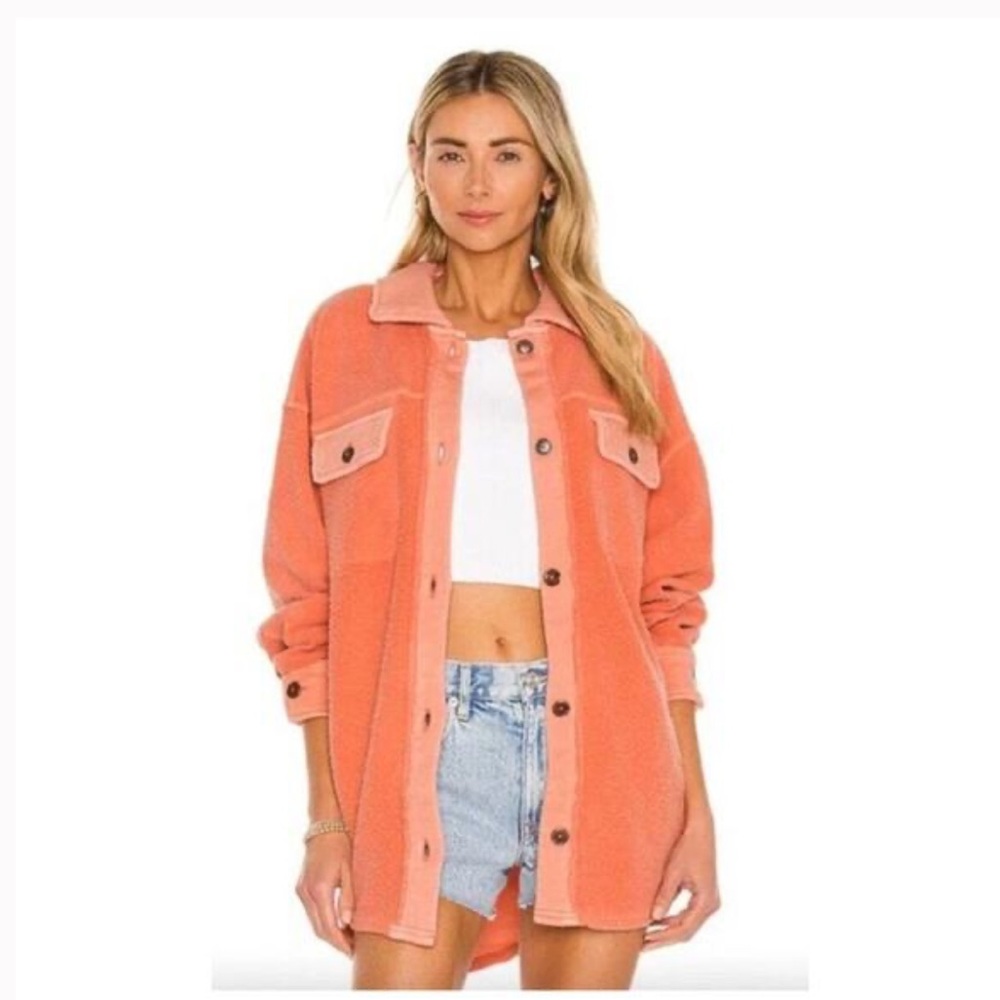 Free People We the Free Ruby Fleece Shirt Jacket W2126 Sz Large - Picture 1 of 11